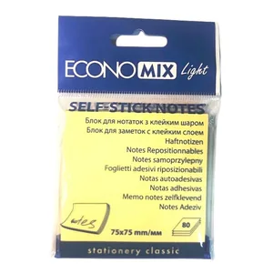 Paper for notes "Economix Light" /E27932/ with an adhesive layer, 75*75mm, 80 sheets. yellow (1/12/300)