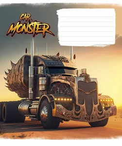 Student's notebook "Schoolboy" 12 sheets == /3243L/ "Monster cars" VD varnish (boy) (30/300)