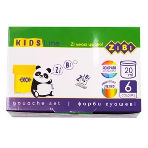 Гуаш "ZiBi"  6 кол. 20мл /ZB.6603/ в карт.коробці, KIDS Line (1/12/72)