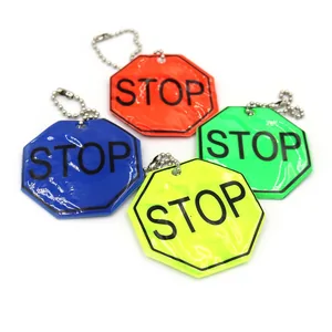Reflective keychain "JO" /2822-2022-9/ "STOP" 5.3*5.3cm, 4 colors (100)