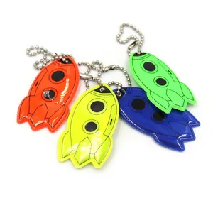 Reflective keychain "JO" /2822-202216/ "Rocket" 6*3cm, 4 colors (100)