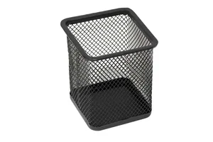 Stand for pens metal /804(13149)/ "Mesh" square black, 8*8cm (1/12/96)