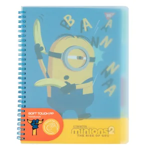 Блокнот B5/80 спіраль "YES" /765743/ "Minions" софт-тач, пластикова обкладинка (1/30)