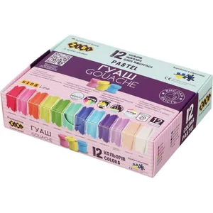 Гуаш "ZiBi" 12 кол. 20мл /ZB.6692/ PASTEL, в карт.коробці, KIDS Line (1/12/48)