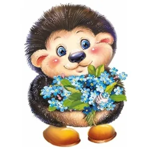 Set for creativity with rhinestones (sticker) "Go to art" /178761/ "Hedgehog with a bouquet" 11*16 cm (1/5)