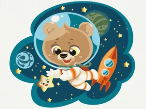 Paint by number "Brushme" /KBS0092/ "Space Bear" metallic/fluorescent 30*40cm