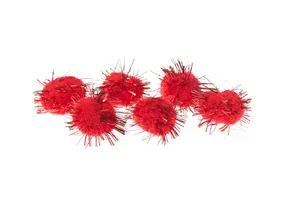 Pompons "Diamond handles" /163341/ with mylar red 5 cm, 100 pcs in a pack.