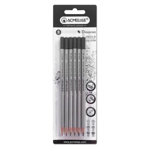 Set of graphite pencils "Acmeliae" /43709/ 2H, HB, 2B, 4B, 6B, 8B - 6 pcs/pack (1/24/144)