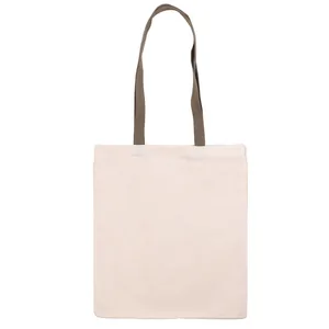 Shopping bag 38*42cm "ROSA Talent" /396/ unbleached cotton, khaki handle 70cm, 220 g/m2