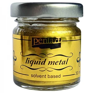 Paint with liquid metal effect based on solvent "Pentart" /281/ Antique gold, 30ml, liquid potal, metallic (1/12)