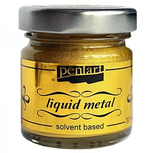 Paint with the effect of liquid metal based on solvent "Pentart" /243/ Gold, 30ml, liquid potal, metallic (1/12)