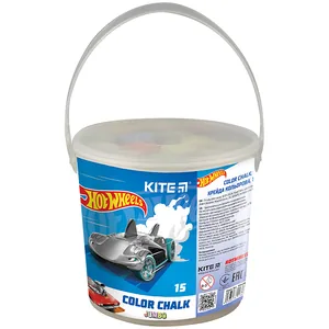Colored chalk 15 pcs. "Kite" /HW24-074/ Jumbo, "Hot Wheels" bucket (1/24)