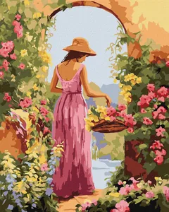 Painting by numbers "Ideyka" /KHO8431/ "Girl with flowers" 40*50 cm