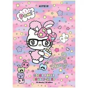 Папір кольоровий "Kite" /HK24-250/ двосторонній А4/(15арк/15кол) Hello Kitty (1/50)