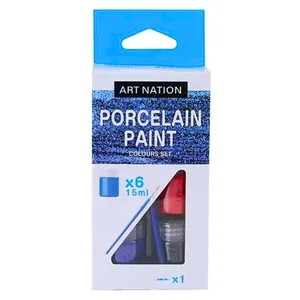 Set of paints for porcelain products "Art Nation" /PC0615/ 6 pcs.*15ml + 1 brush (1/12)