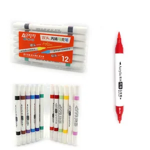 Set of markers 12 pcs. "AODEMEI" /M6140-12/ soft+hard, acrylic, plastic container (1/24/96)