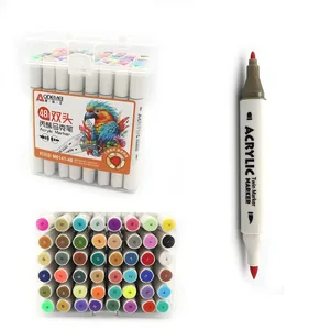 Set of markers 48 pcs. "AODEMEI" /M6141-48/ triangular case, soft+hard, acrylic, plastic container (1/20)