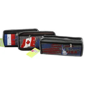 Pencil case "JO" /CY1712-2/ "Flag" 2 compartments. 20*9*3.5cm, mix (1/36)