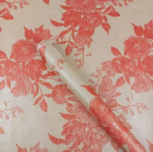 Kraft wrapping paper "Unison" /Pt 870.2/ red rose on kraft, 0.7*7m