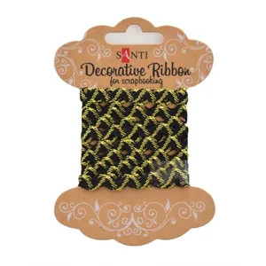 Gift wrapping tape "Santi" /741378/ "Black wave with gold thread", 2m (1/20/200)
