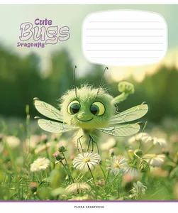 Student's notebook "Schoolboy" 12 sheets # /3462K/ "Cute bugs" VD varnish (girl) (30/300)