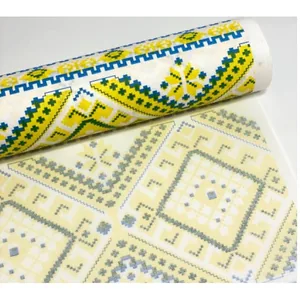 Kraft wrapping paper "Unison" /Pt 603.1/ "ornament" yellow-blue, 0.7*7m