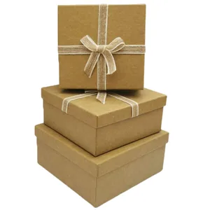 Коробка подарункова /281676/  квадратна 3шт/упак. крафт, 19,5х19,5х9,5-15,5х15,5х6,5 см