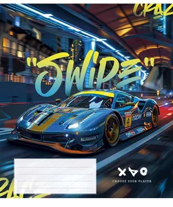 Student's notebook "Schoolboy" 48 sheets # /3452K/ "Night racers" VD-lacquer (boy) (10/100)