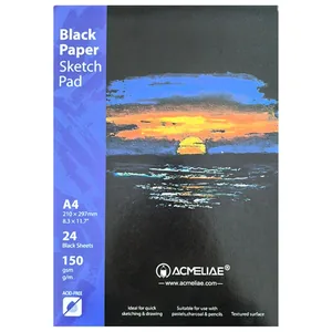 Sketchbook 210*297/24 sheets "Acmeliae" /43855/ 150g, BLACK sheets