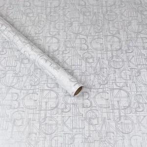 Double-sided wrapping kraft paper "Unison" /Pt 500.13/ white, silver abstraction, 0.6*7m