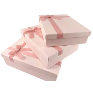 Gift box /271025/ pink rectangular pastel matte 3pcs/pack, 33x26.5x10-27.5x20.5x6.5 cm