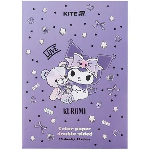 Папір кольоровий "Kite" /HK24-250-2/ двосторонній А4/(15арк/15кол) Kuromi Куромі (1/50)