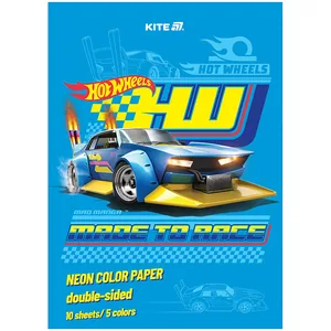 Папір кольоровий "Kite" /HW24-252/ неон A4/(10арк/5кол) Hot Wheels (1/50)