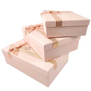 Коробка подарункова /271030/ рожева прямокутна, матова 3шт/упак, 29x21x9,5-23x17x6,5 см