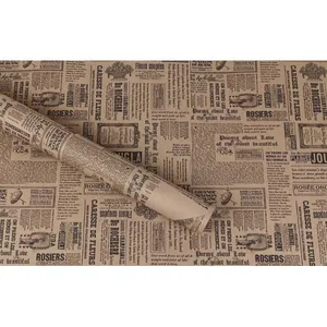 Packaging paper eco-kraft "Unison" /ECP004.1/ black newspaper on kraft, 0.6*6m