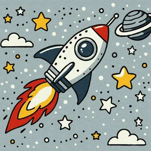 Painting by numbers "Ideyka" /KHO1229/ "Space rocket" 25*25cm