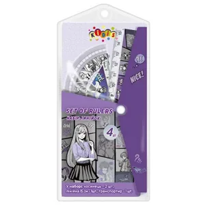 Набір лінійок "Kidis" /13188/ лінійка 15см, 2 косинця, транспортир Anime (1/40)