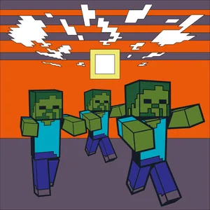 Painting by numbers "SANTI" /954401/ "Minecraft. Zombie escape", 25*25cm, LED backlight