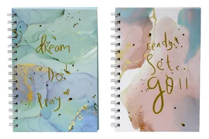Notebook A5/80 sheets. "WB" /A5-5000-6/ # on spiral, cover/cardboard with foil Watercolor (1/120)