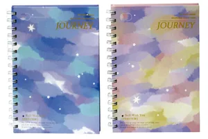 Notebook A5/80 sheets. "WB" /A5-5000-11/ # on spiral, cover/cardboard with foil Watercolor Sky (1/120)