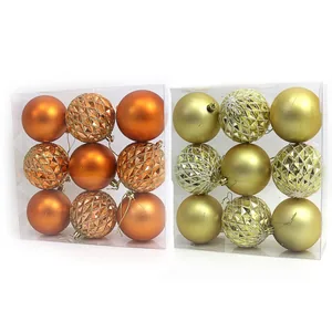 Набір новорічних кульок "JO" /DSCN0898/ помаранчеві "Christmas" D8cm 9шт. (1/32)