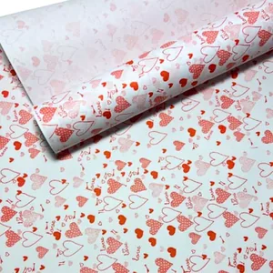 Kraft wrapping paper "Unison"/Pt 489.7/ red hearts on white 0.7*7m