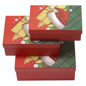 New Year's gift box "WB" /1037Y-005L/ 3 pcs - L 23*16*9.5cm, M 21*14*8cm, S 19*12*6.5cm New Year's