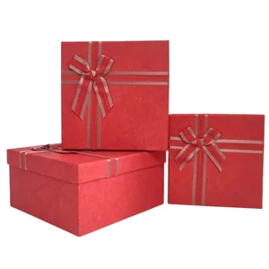 Gift box /271282/ red square, 3 pcs/pack, 23x23x12-19x19x10 cm
