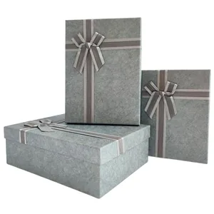 Gift box /271280/ gray rectangular, 3 pcs/pack, 21x29x9.5-17x23x6.5 cm