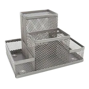 Stand for pens metal "JO" /H9003-Col/ "Mesh" 4 pcs. COLORED 15*10*10cm (1/48)