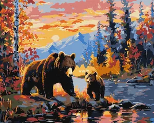Painting by numbers "Ideyka" /KHO6650/ "Bear family" 40*50 cm