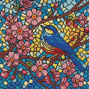 Diamond mosaic "Ideyka" /AMO8326/ "Stained glass. Tit" 30*30cm