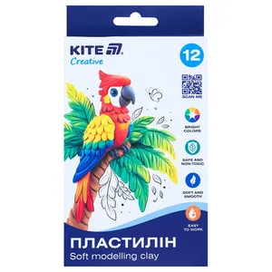 Пластилін восковий "Kite" /K-086/ 12 кольорів, 200 г. Kite Creative (1/30)