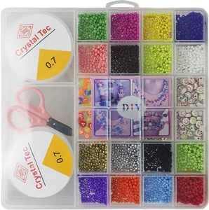Set for creativity /20198-3/ for weaving - beads "Suitcase" fishing line 2pcs*5m, scissors 20*19cm (1/60)